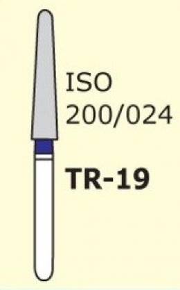 Алмазные боры для турбинного наконечника TR-19 (синий  конусообразный, закругленный кончик)