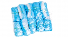 Бахилы полиэтиленовые бело-голубые с двойным дном 100 шт (50мк)