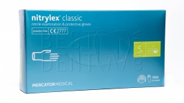 Перчатки нитрил синие Mercator Medical Protect/Nitrylex Classic 50пар/упак (S)