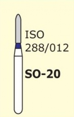 Алмазные боры для турбинного наконечника SO-20 (синий  прямой, стрельчатый кончик)