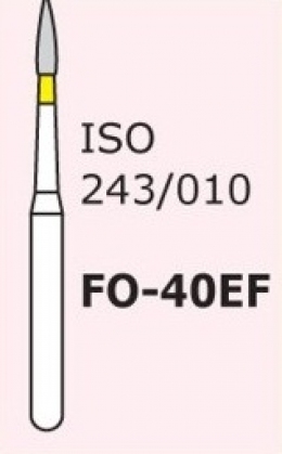 Алмазные боры для турбинного наконечника  FO-40EF (желтый  пламяобразный, стрельчатый кончик)