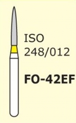 Алмазні бори для турбінного наконечника Mani FO-42EF (жовтий, полум'яподібний, стрілчастий кінчик)