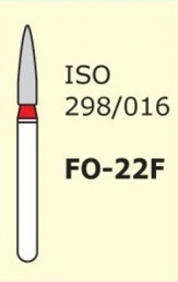 Алмазні бори для турбінного наконечника Mani FO-22F (червоний, полум'яподібний, стрілчастий кінчик)